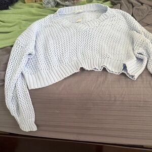 Elegant Sky Blue V-Neck Sweater